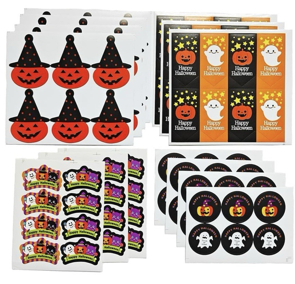 Halloween Stickers 48 Pack Treat Bag Stickers 192 Total Sheets NEW